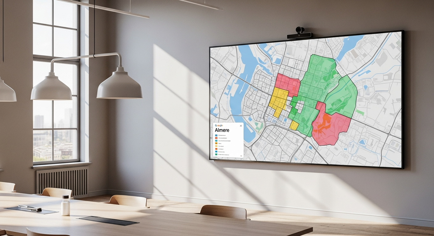 Locatiekaart met Google Ads targeting zones Almere