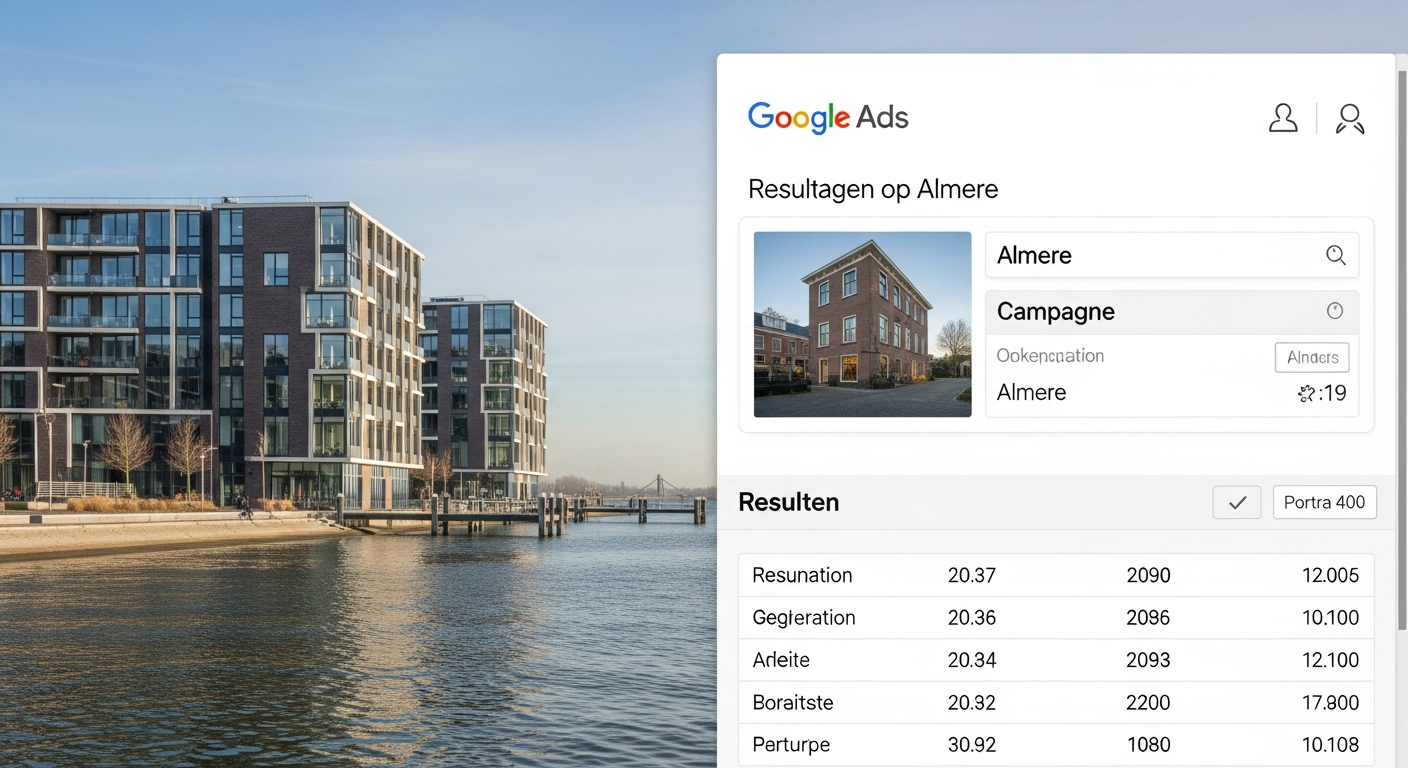 Google Ads dashboard met Almere campagne-resultaten