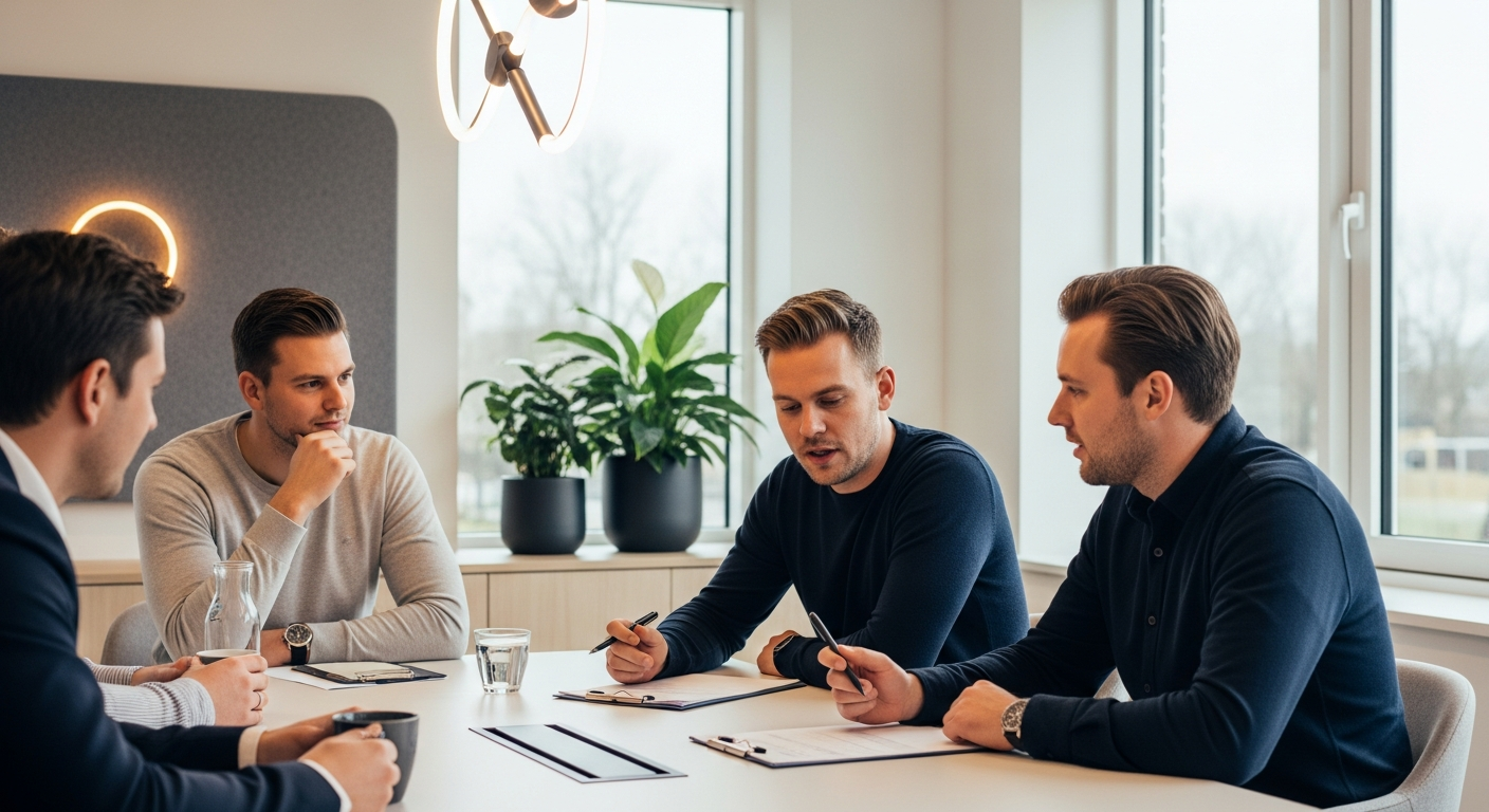 BLURR Marketing team bespreekt Google Ads strategie voor een Flevolandse klant op kantoor