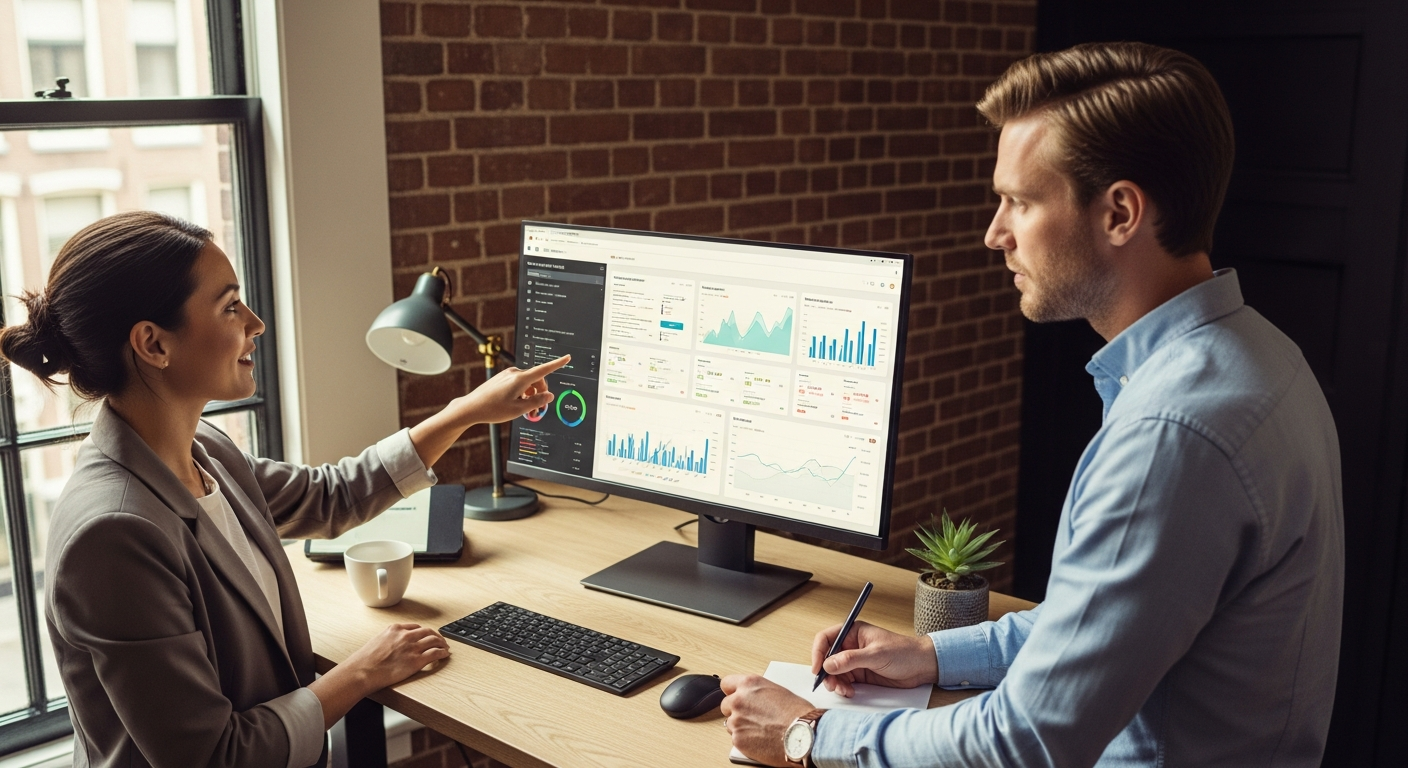 Marketeer achter laptop die een LinkedIn advertentiecampagne opzet in Campaign Manager