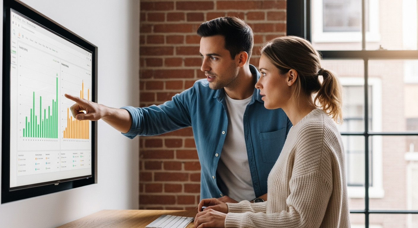 Online marketing specialist aan het werk achter laptop met campagnedata op scherm