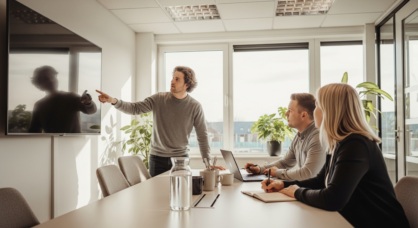 BLURR Marketing team bespreekt webshop SEO strategie op kantoor in Almere